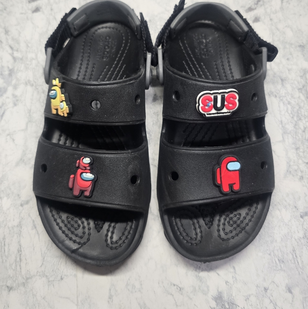 CROCS Kids Black Sandals with Among Us Charms